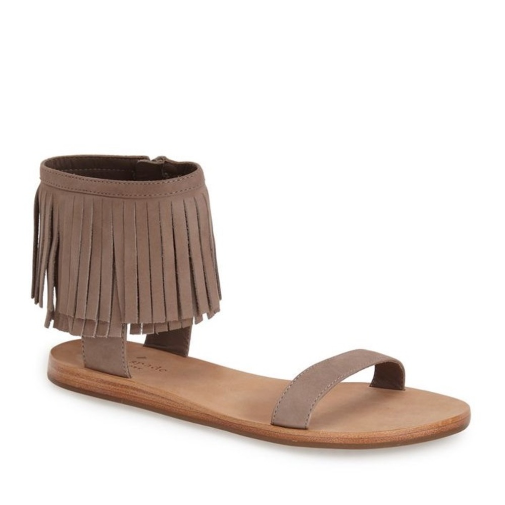 Kate Spade Taupe Alex Fringe Sandals Size 9
